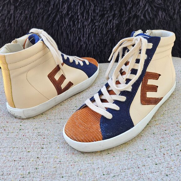 Sam Edelman Avon Kids High Tops Girl's Youth Size 3M Color Eggshell Multi - Picture 4 of 13